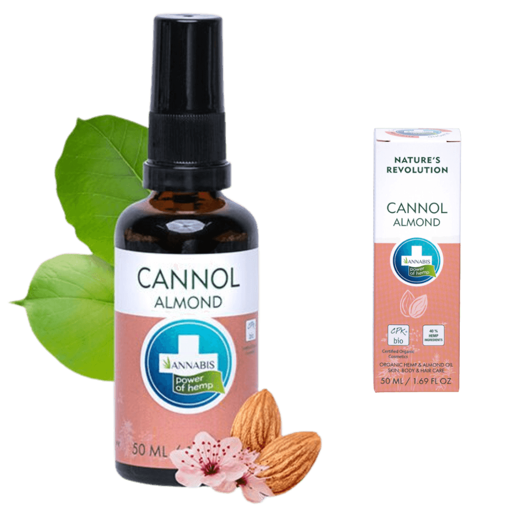 Cannol Almond Aceite Cannabis Almendras, Propiedades hidratantes y nutritivas del aceite de cannabis y almendras. Beneficios para la piel, incluida la reducción de la inflamación y el enrojecimiento. Elaborado con ingredientes naturales y orgánicos para un cuidado seguro y efectivo.