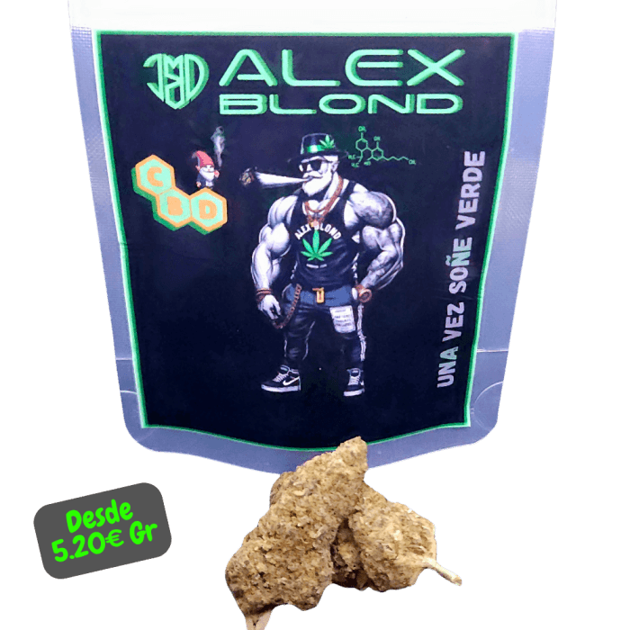 Envase original de Alex Blond junto a las flores Wedding Cake Indoor.