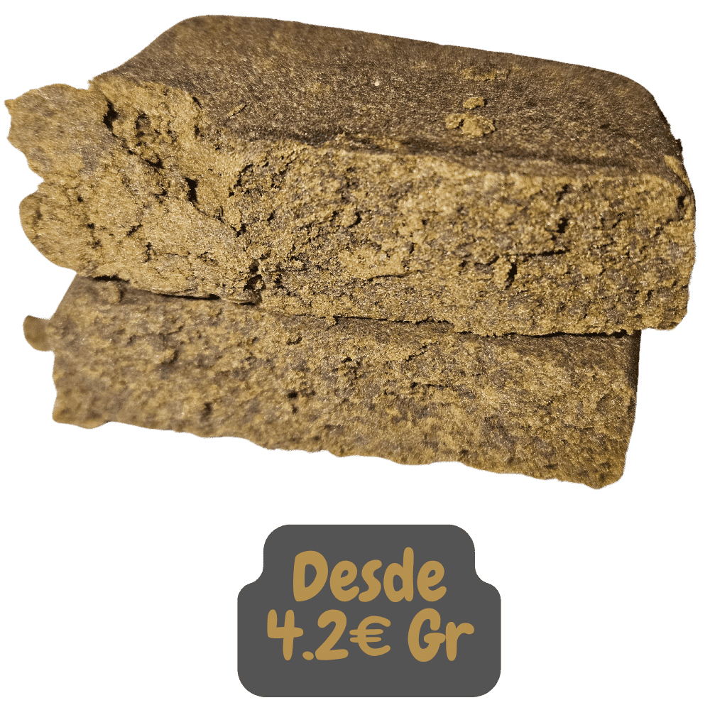 Resina CBD WillyWonka y su envase de Alex Blond, con un fondo neutro que resalta su calidad premium.