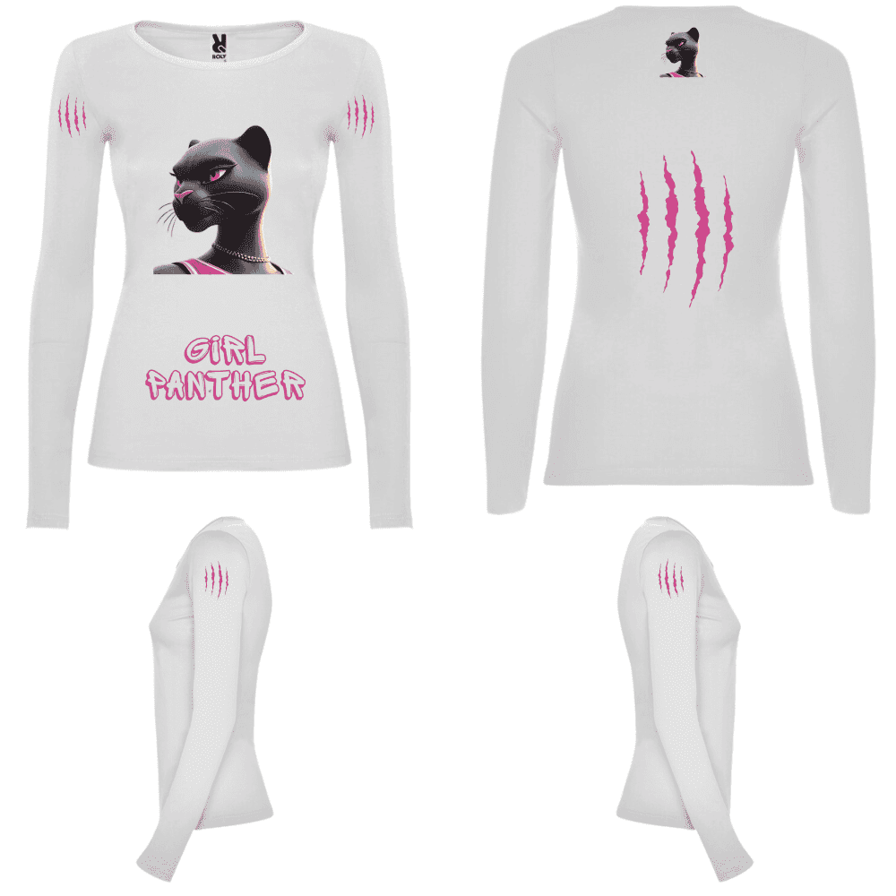 Camiseta Urbana Girl Panther Blanca manga larga