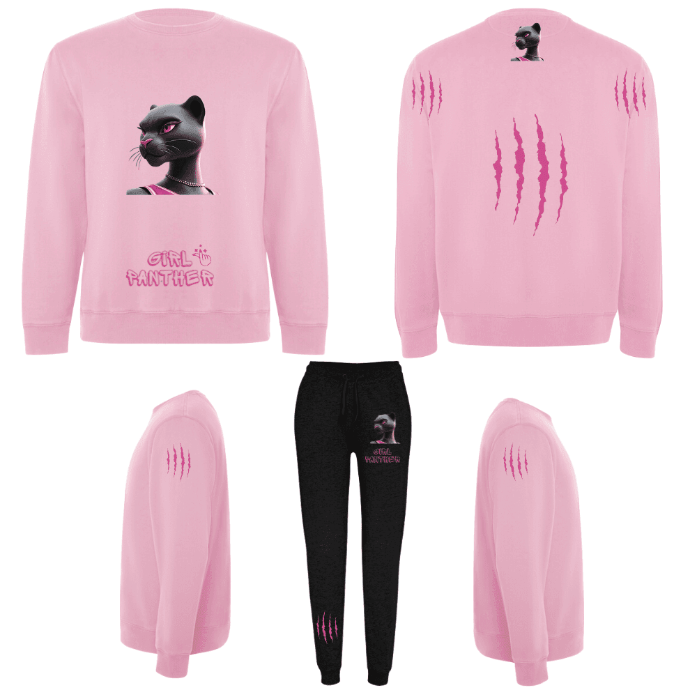 Chándal Girl Panther Rosa y Negro sin Capucha